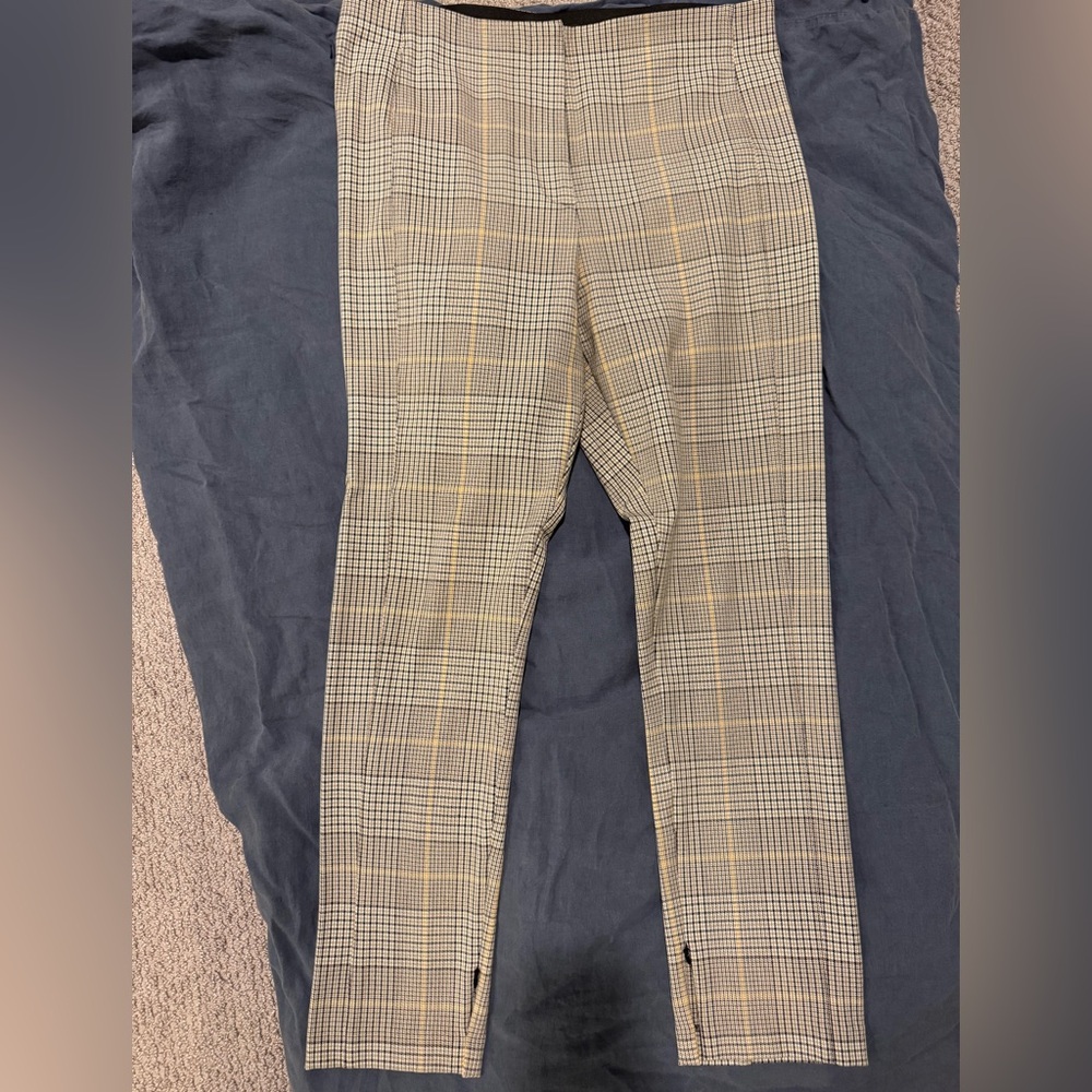 Ann Taylor plaid straight leg pant with zipper ankle